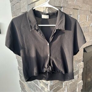 Wilfred Black Button Down Tie Shirt